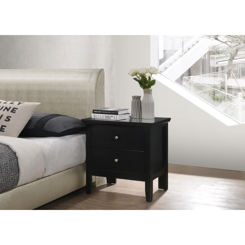 Primo Transitional Wood 2 drawer Nightstand Table  24\