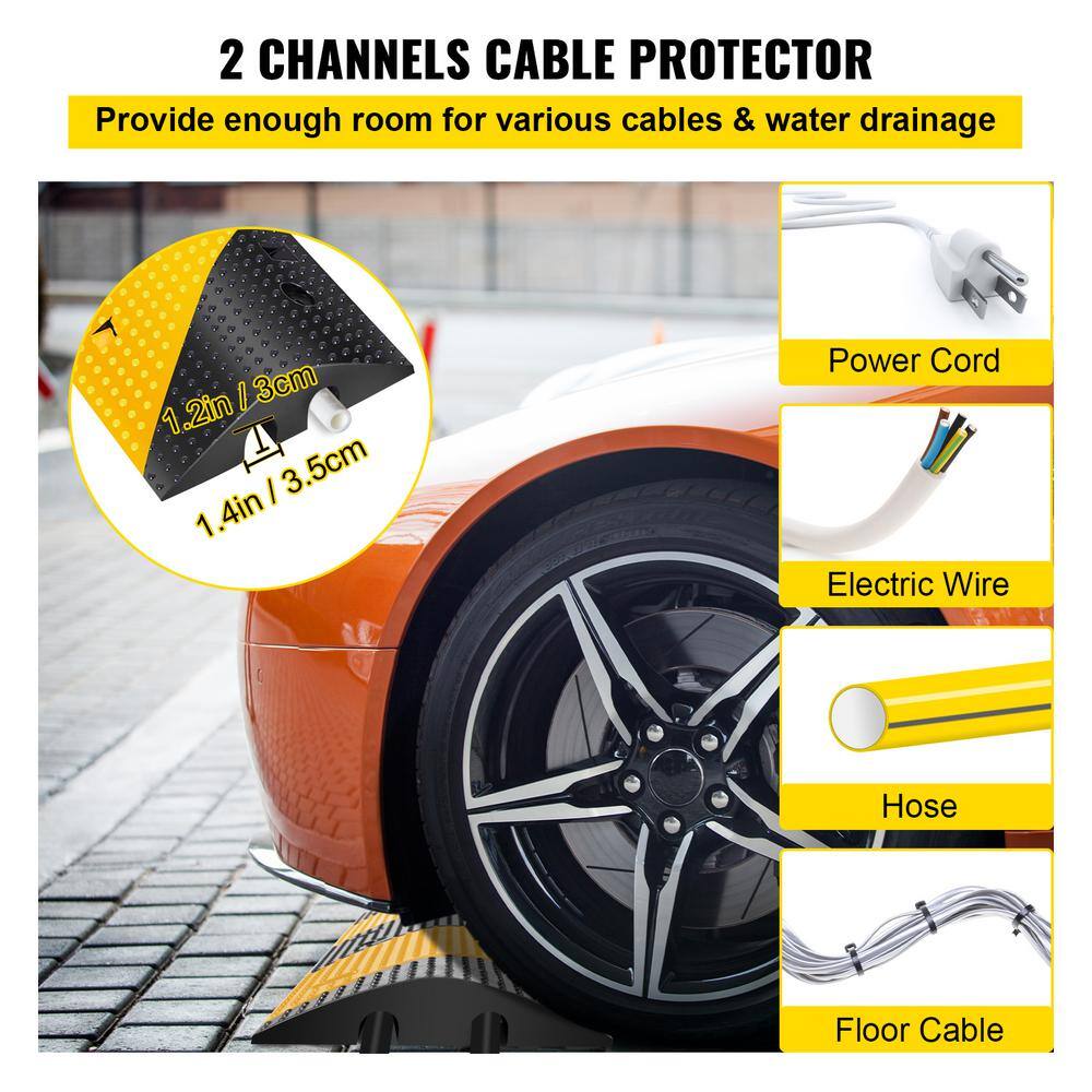 VEVOR 35.4 in. x 11.8 in. x 2.4 in. Cable Organizer 2-Channel Speed Bump 22046 lbs. Load Cable Protector Ramp 1-Pack GXB1G3FTZHHXWJSD1V0