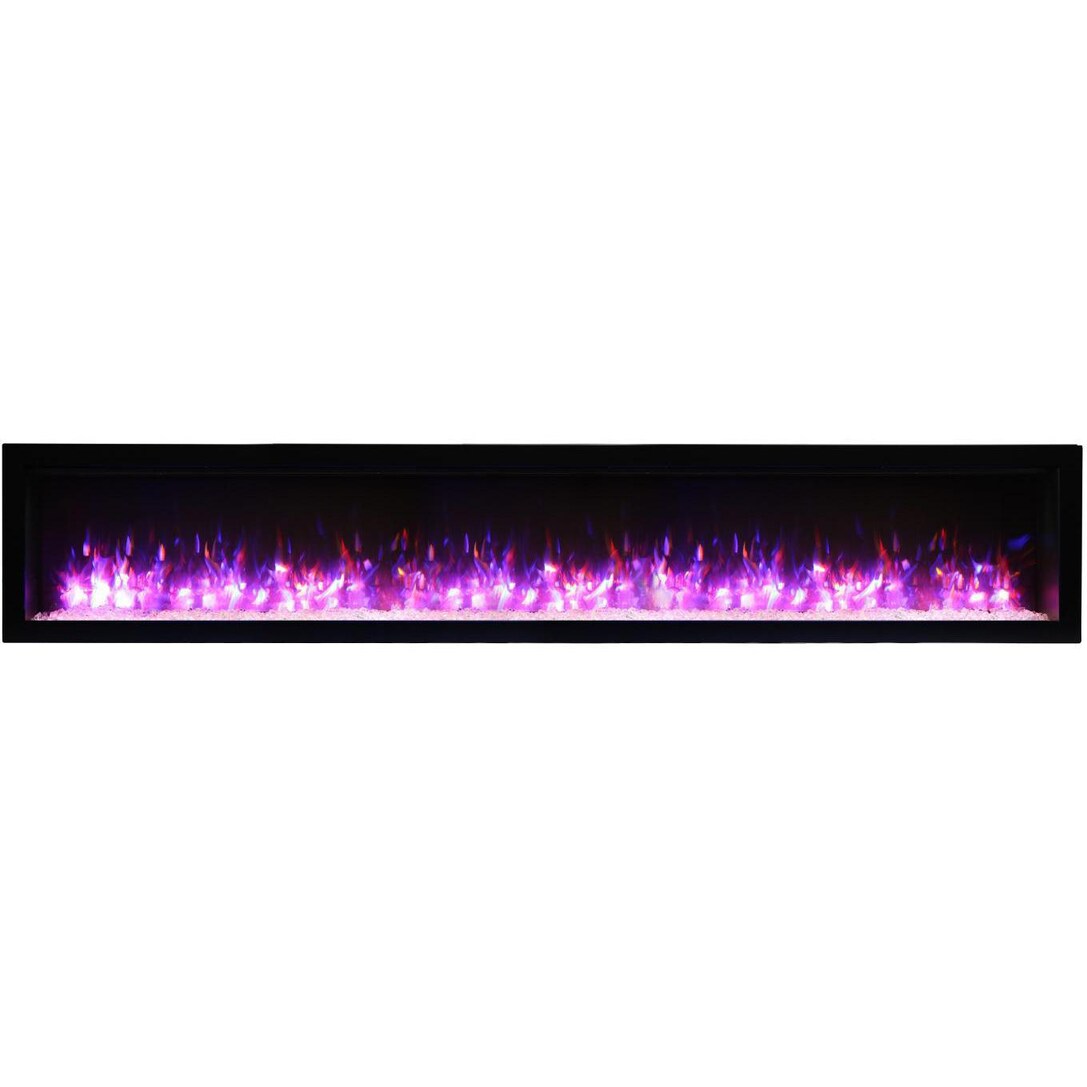 Amantii Symmetry Series Smart 88-Inch Built-In Electric Fireplace with Black Steel Surround