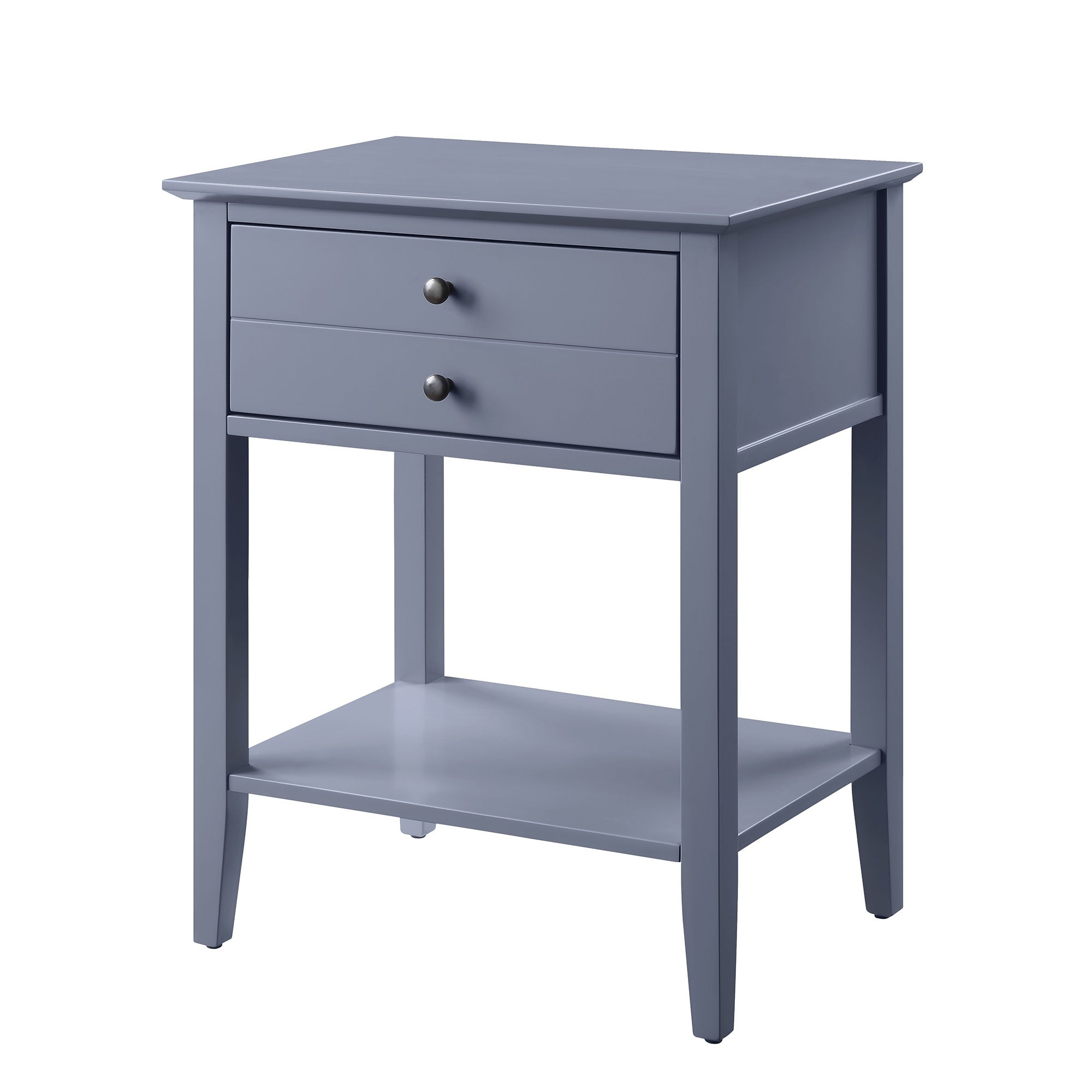 Rectangular Wooden Side Table with 1 Drawer and 1 Bottom Shelf， Gray - 28 H x 16 W x 22 L Inches