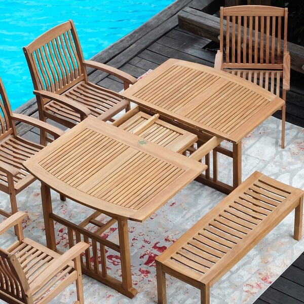 Cambridge Casual Leon Teak Patio Extendable Dining Table