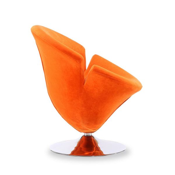 Tulip Swivel Accent Chair in Orange and Polished Chrome