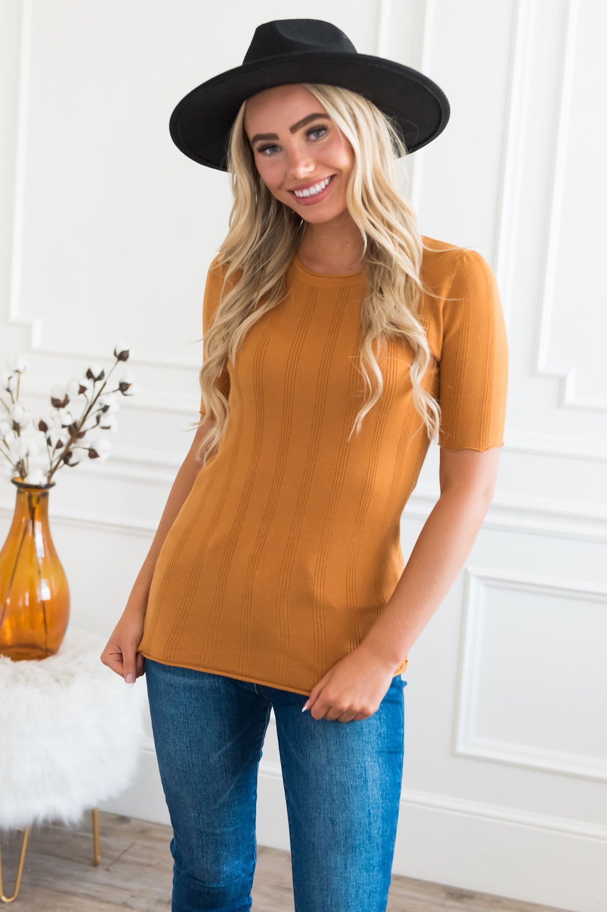 Cream & Sugar Ribbed Sweater Top