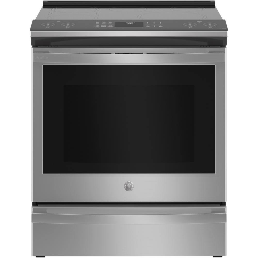 GE Profile 30 in. 5.3 cu. ft. Smart Slide-In Induction Range in Fingerprint Resistant Stainless with True Convection and Air Fry PHS930YPFS