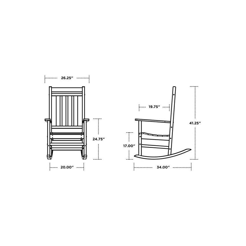 POLYWOOD Estate 3-Piece Rocking Chair Set w/ Long Island 18-Inch Side Table