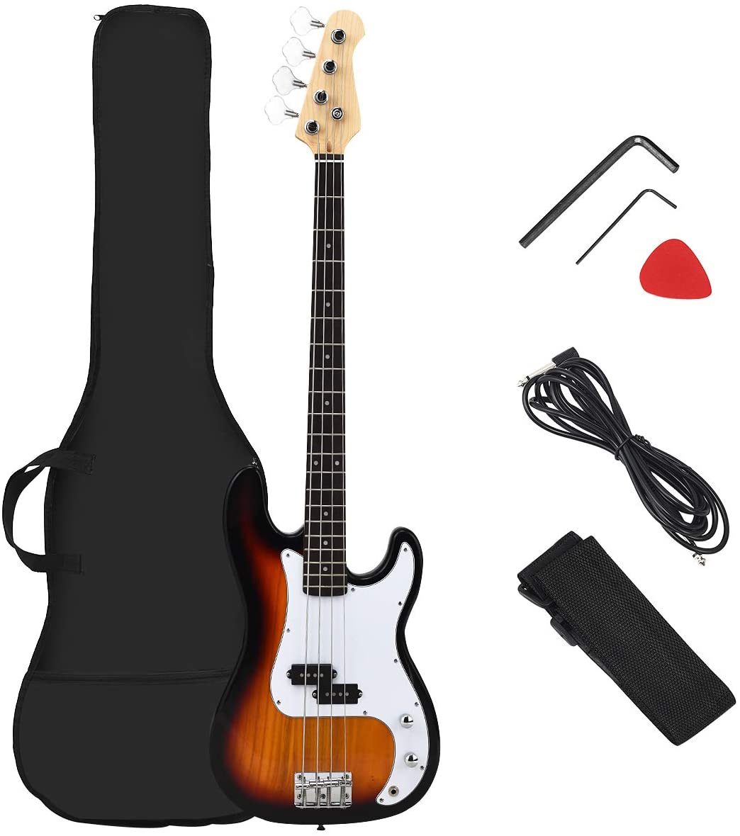 Full Size Electric 4 String Bass Guitar for Beginner Complete Kit