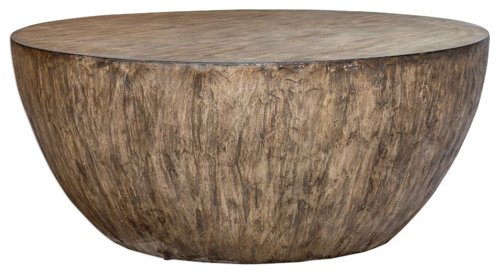 Uttermost Lark Round Wood Coffee Table   Transitional   Coffee Tables   by We Got Lites  Houzz