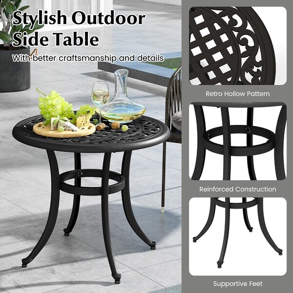 Gymax Cast Aluminum Patio Table 24''Outdoor Round Side Table AntiRust