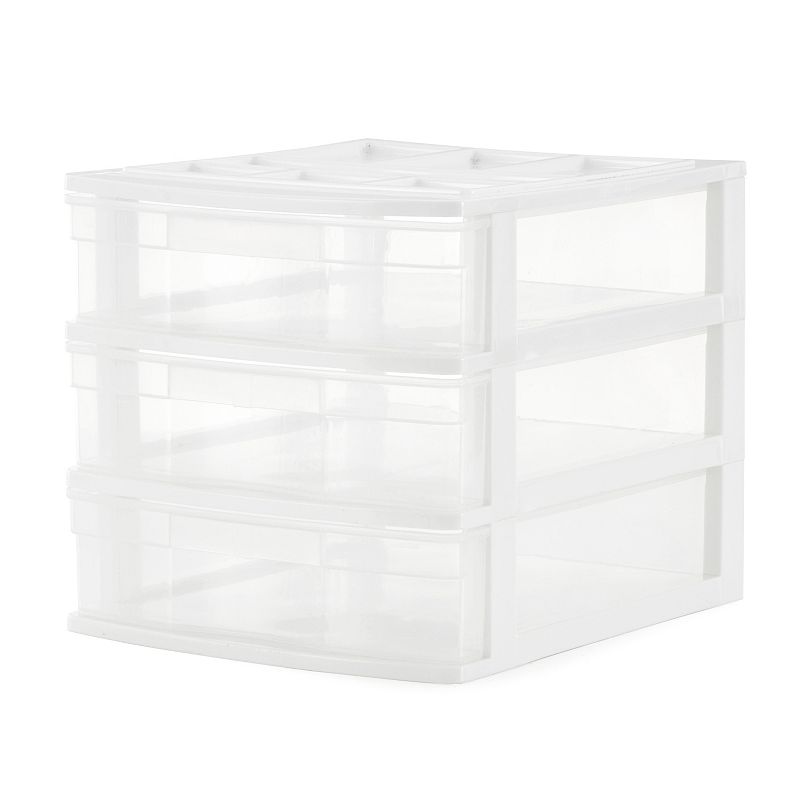 Gracious Living Mini 3 Drawer Desk and Office Organizer w/ Organization Top， White