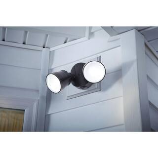 LUTEC 2-Light Black Outdoor Integrated LED Wall Mount Flood Light P6221B