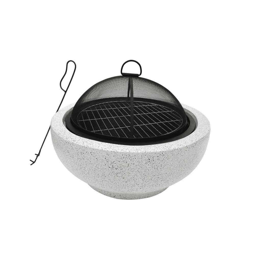 Teamson Home Contemporary Wood Round Burning Fire Pit in Grey