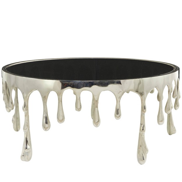 Contemporary Melting Drip Metal And Tempered Glass Coffee Table Olivia amp May