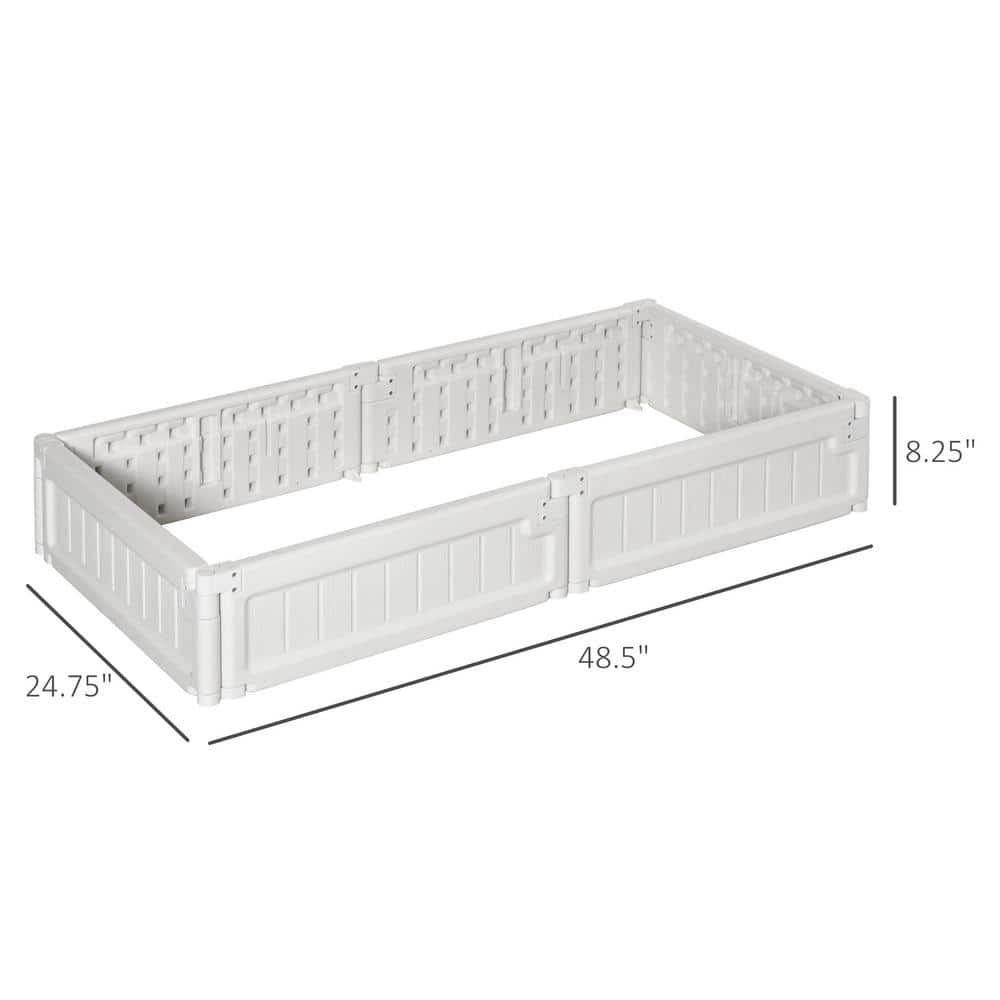 Outsunny 24.75 in. W x 48.5 in. D x 8.25 in. H White Plastic Raise Garden Bed Kit 845-549WT