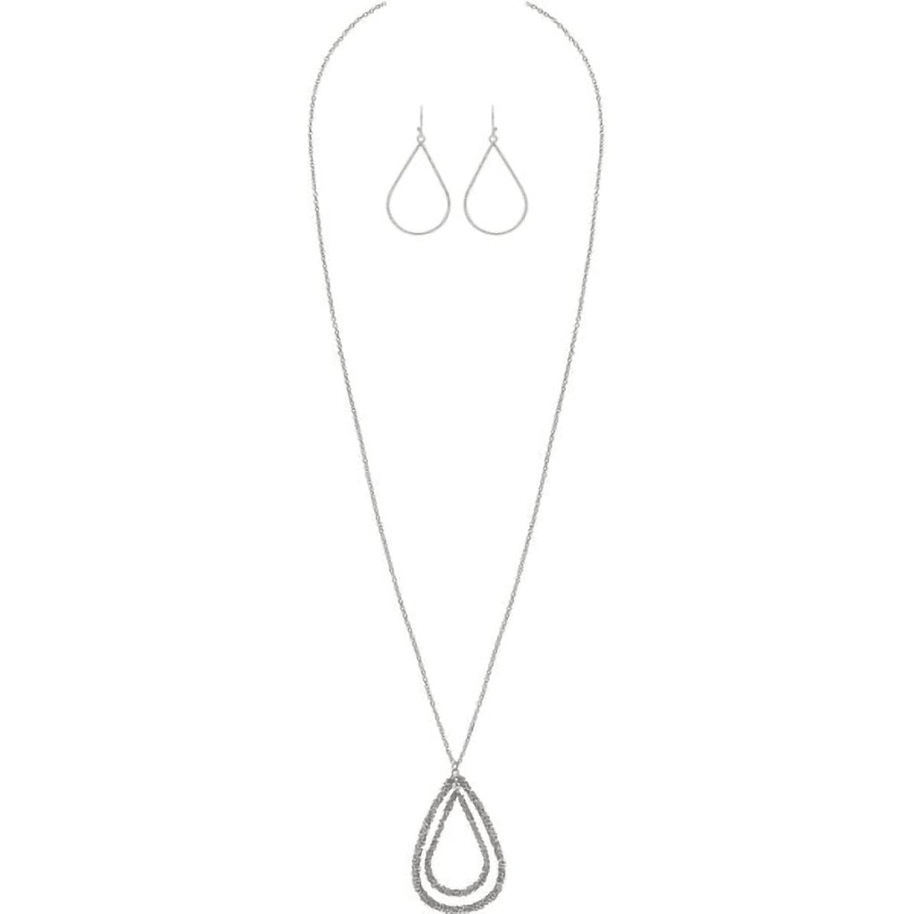 Rain  Silver Chain Wrapped Drop Necklace Set