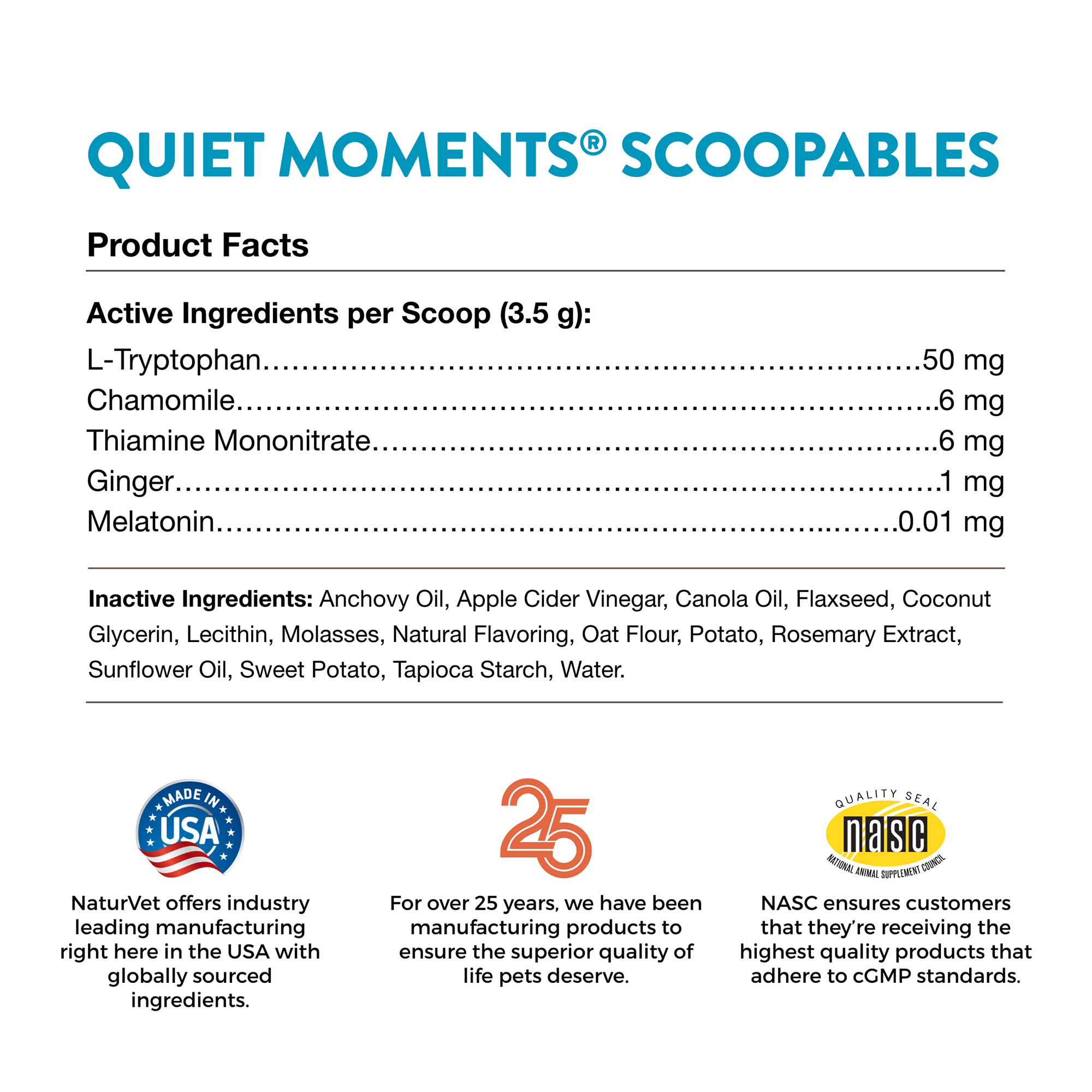 NaturVet Scoopables Quiet Moments Calming Aid For Cats Chews， 5.5 oz.