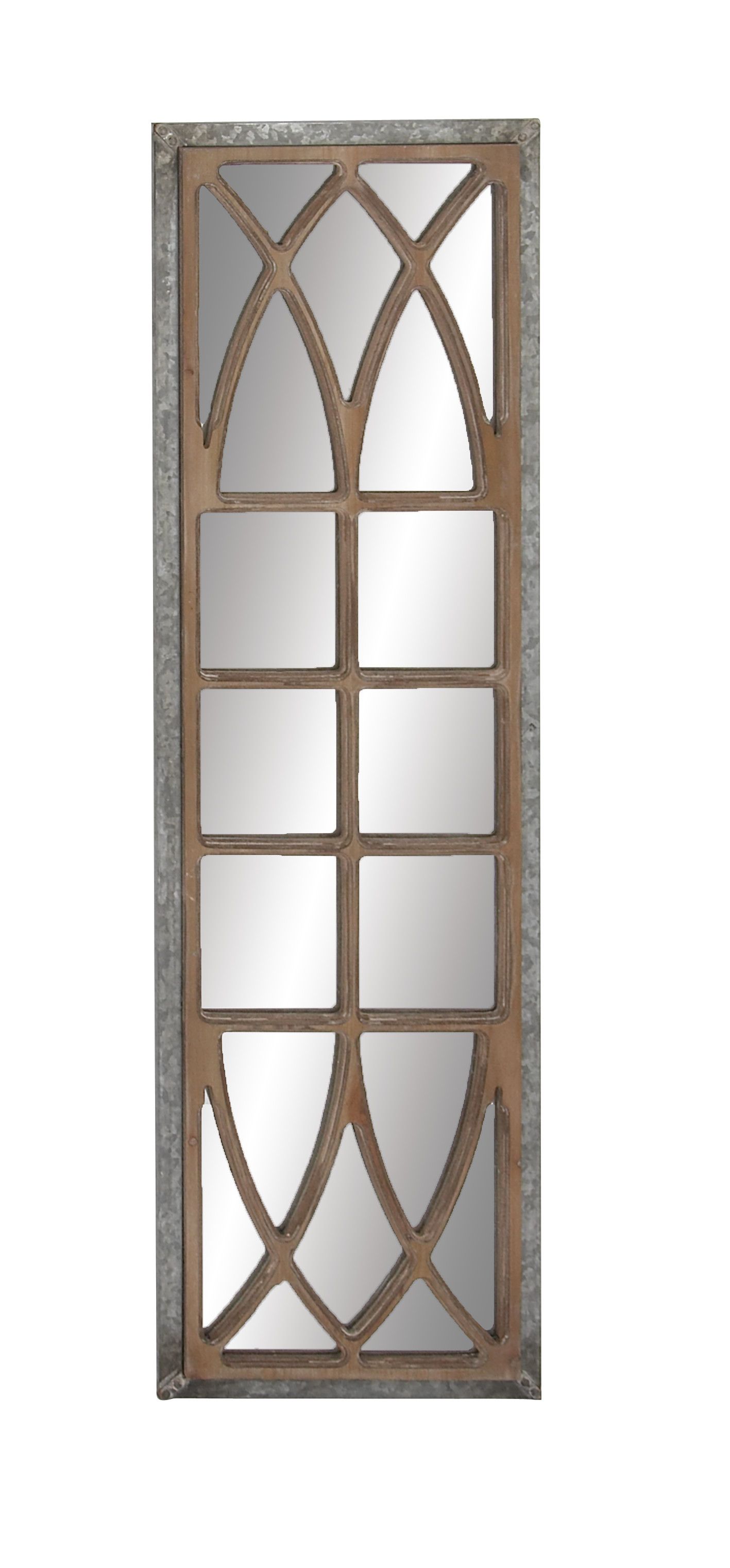 Brown Farmhouse Metal Wall Mirror 52 x 15