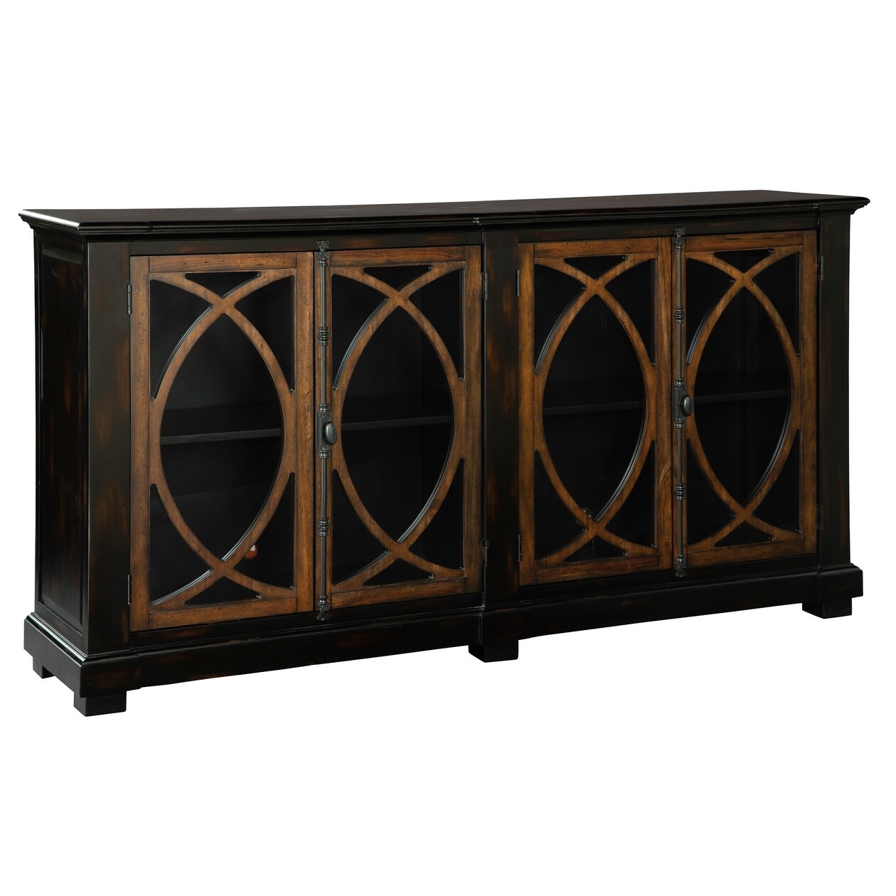 Hekman Furniture Circle Lattice Brown Solid Wood Entertainment Credenza