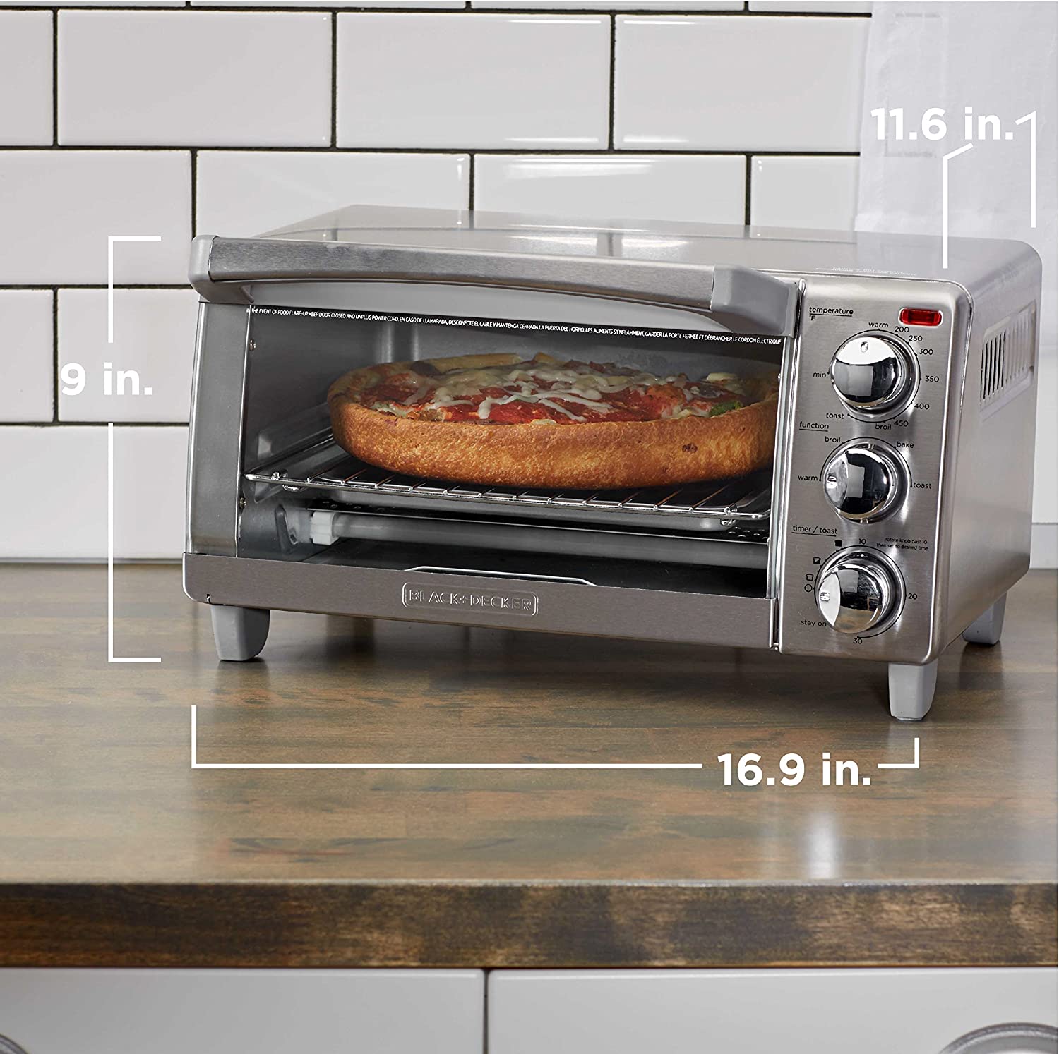 BLACK+DECKER 4-Slice Toaster Oven with Natural Convection， Stainless Steel， TO1760SS