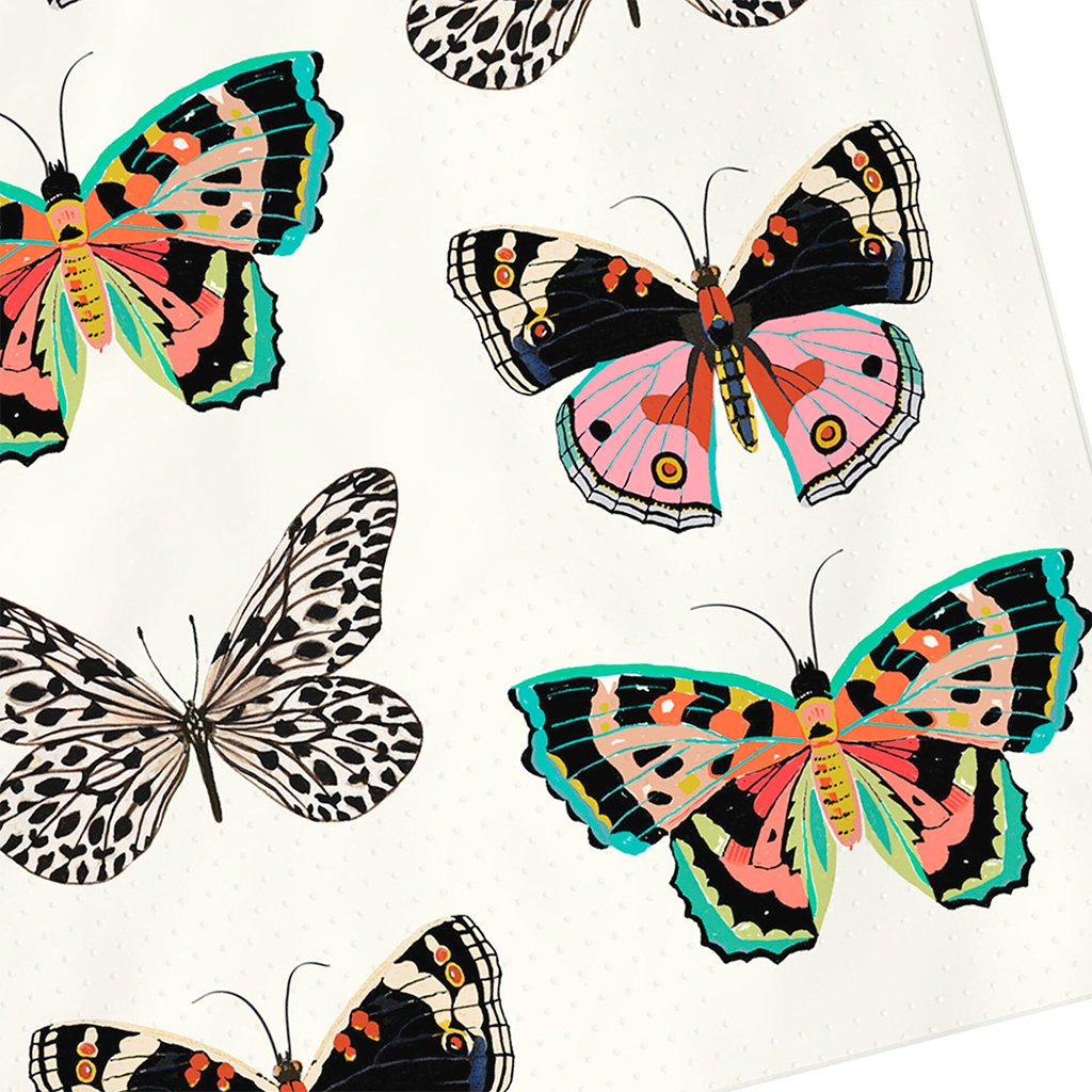 Hallmark  Butterflies on White Cocktail Napkins, Set of 16