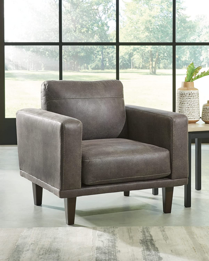 Comfortable Accent Chair  Tapered Legs With Faux Leather Seat   French Country   Armchairs And Accent Chairs   by Declusia  Houzz