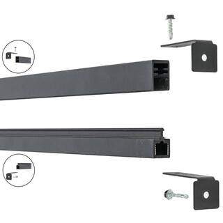 Veranda Euro Style 1 in. x 0.75 in. x 71 in. Black Aluminum TopBottom Frame Kit Fence Bracket EF 40408