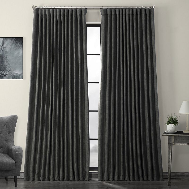 EFF Faux Linen Extra Wide Blackout Window Curtain