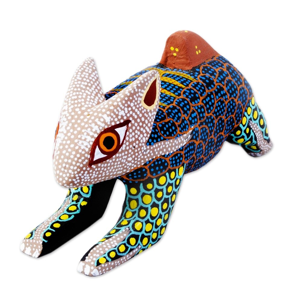 Novica Handmade Blue Hare Wood Alebrije Figurine