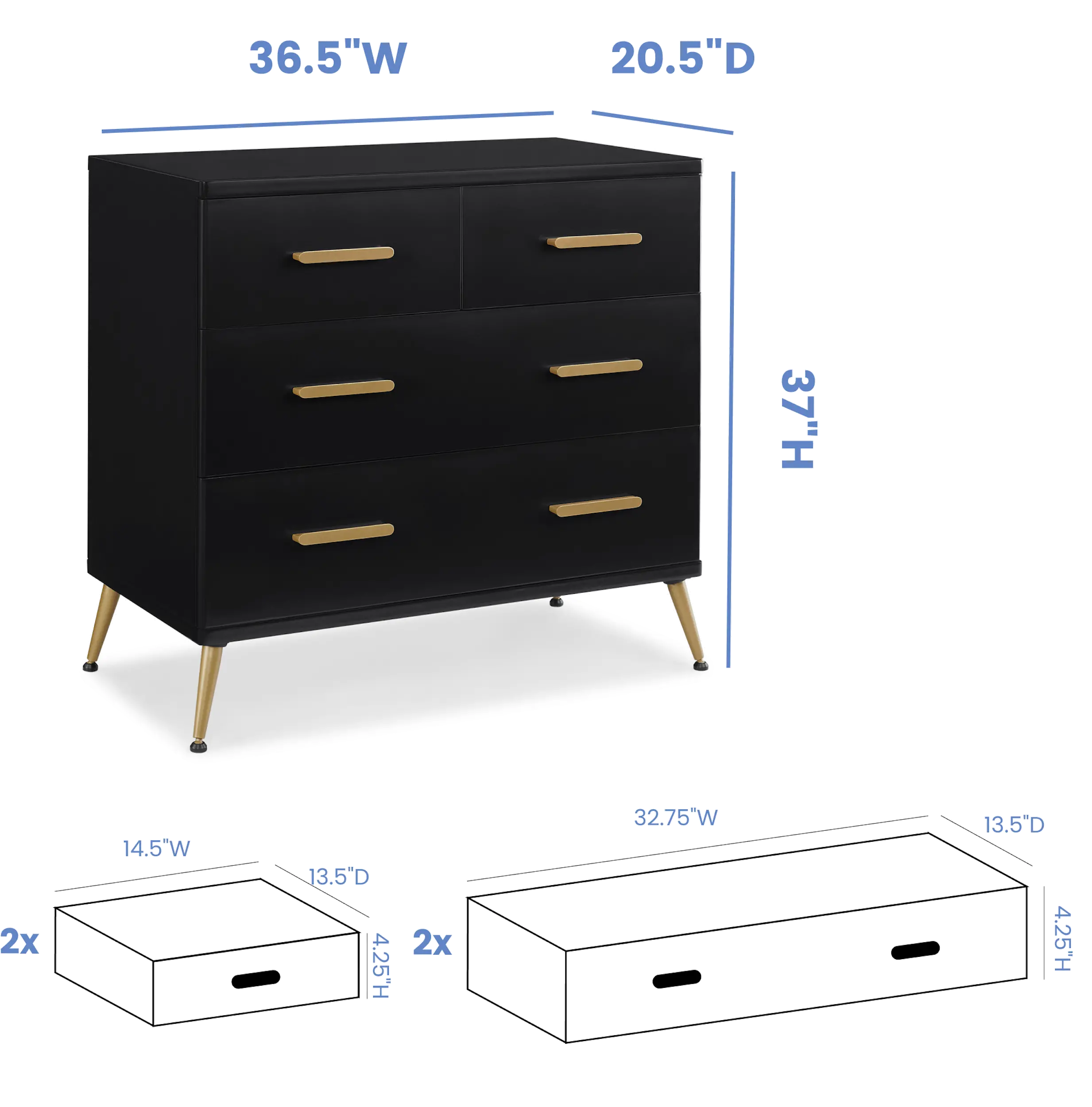 Sloane Black Dresser with Changing Top