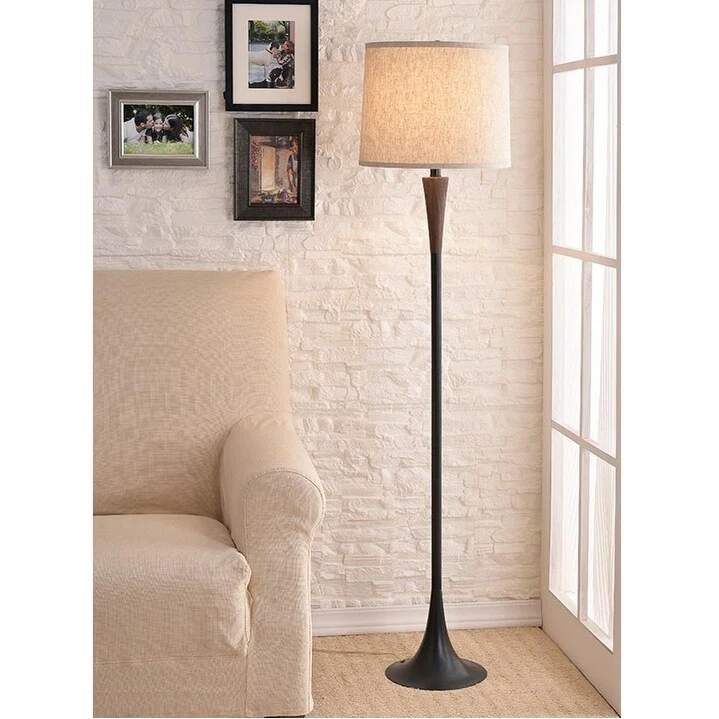 Delilah Mahogany Wood Grain Floor Lamp