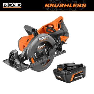 RIDGID 18V Brushless Cordless 7-14 in. Rear Handle Circular Saw with 18V 8.0 Ah MAX Output EXP Lithium-Ion Battery R8658B-AC840080