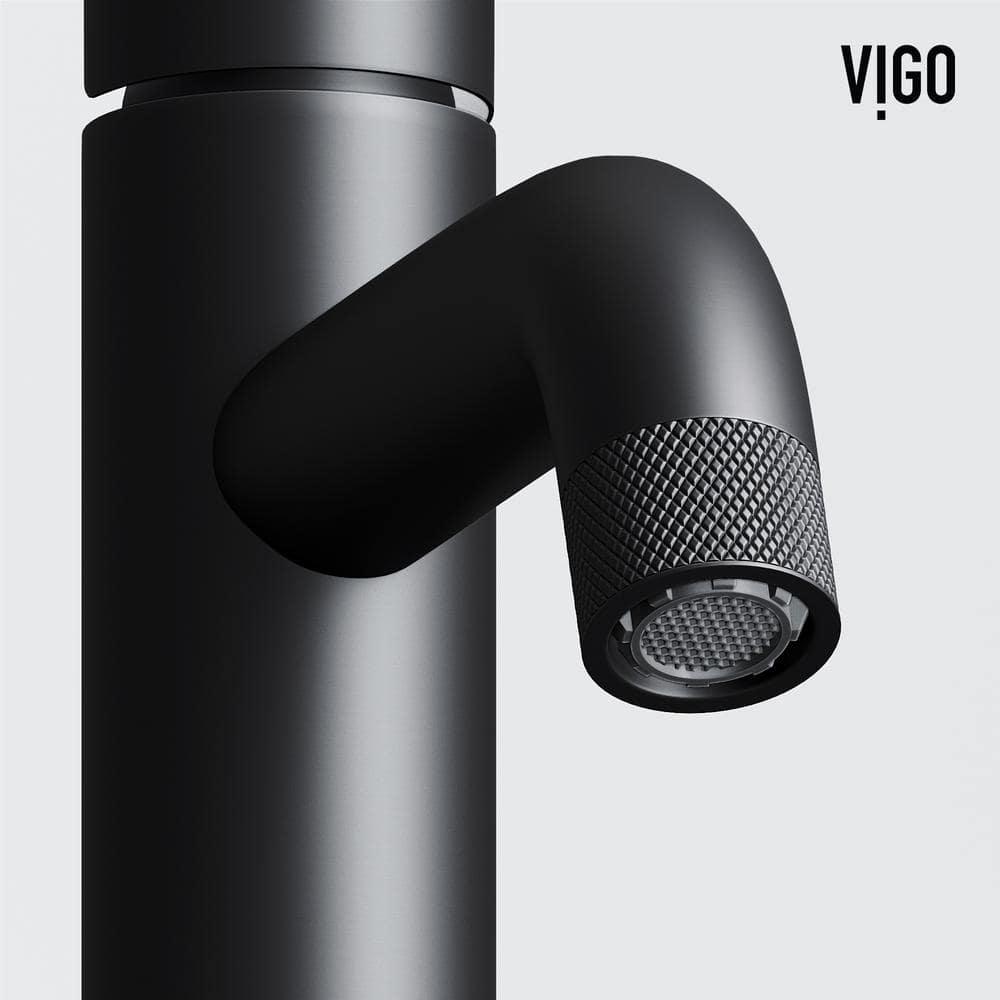 VIGO Cass Single Handle SingleHole Bathroom Faucet in Matte Black