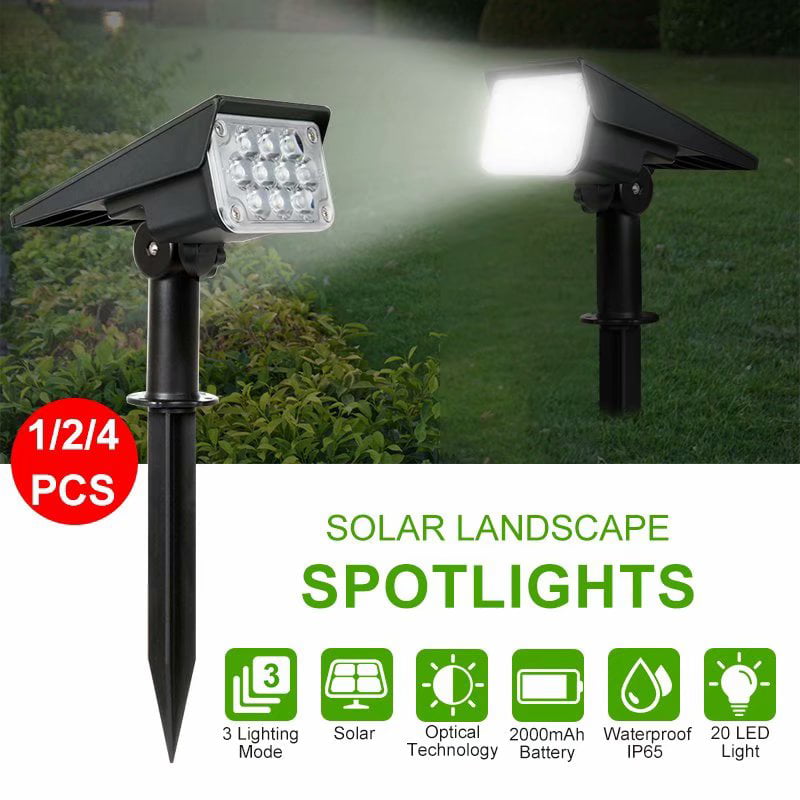 VicTsing 1Pcs Solar Spotlight White Lighting Solar Garden Light IP65 Waterproof 6000K Super Bright