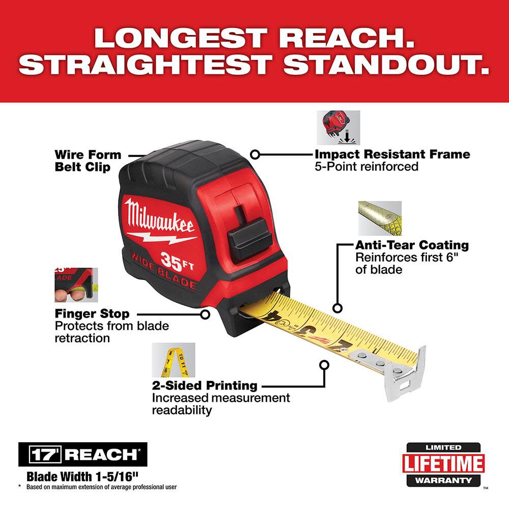 Milwaukee 35Ft Wide Blade Tape Measure 48-22-0235 from Milwaukee