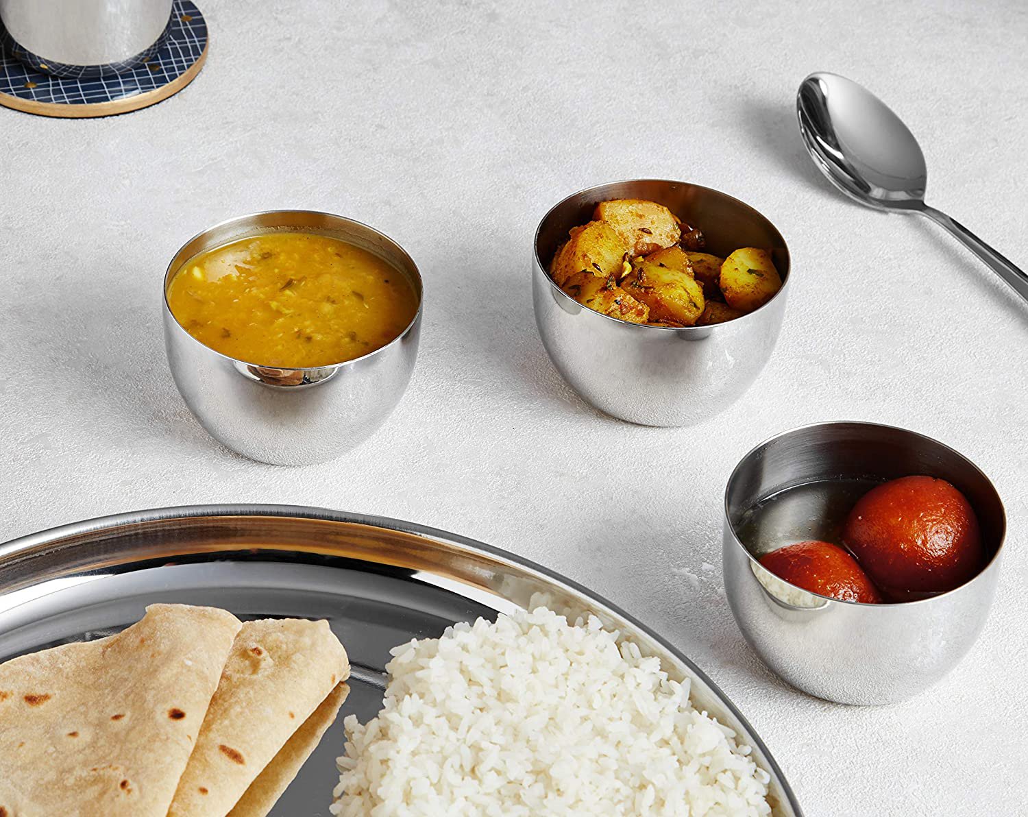 Set of 6 Stainless Steel Curries and Soup Serving Bowl Small， Capacity 225ml Each