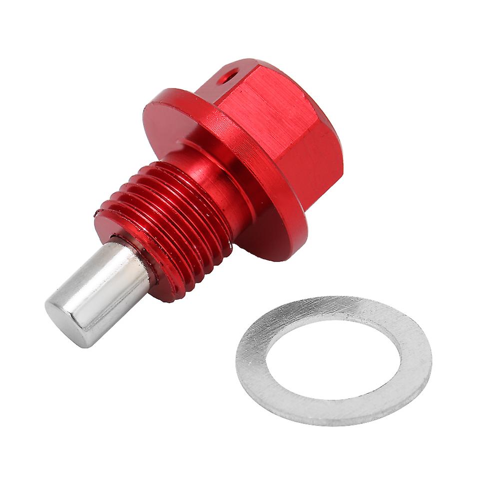 M12 * 1.25 Red Aluminum Alloy Car Magnetic Engine Oil Pan Drain Bolt Screw