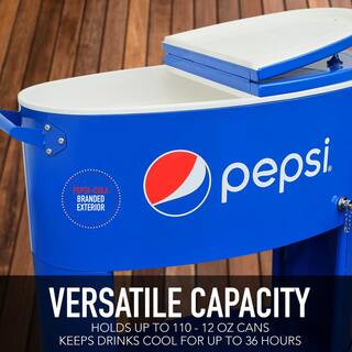 PERMASTEEL 80QT Sporty Oval Shape Rolling Cooler with Pepsi Logo in Blue PS-207-80PE-BL