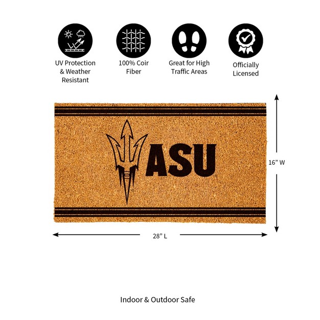 Evergreen Arizona State University Logo Turf Mat Brown 28 X 16 Inches Indoor Outdoor Doormat