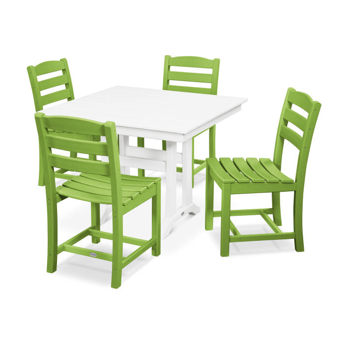 Polywood La Casa Café 5-Piece Farmhouse Trestle Side Chair Dining Set PWS438-1