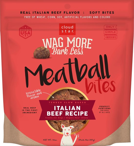 Cloud Star Wag More Bark Less Italian Beef Recipe Meatballs Grain-Free Dog Treats