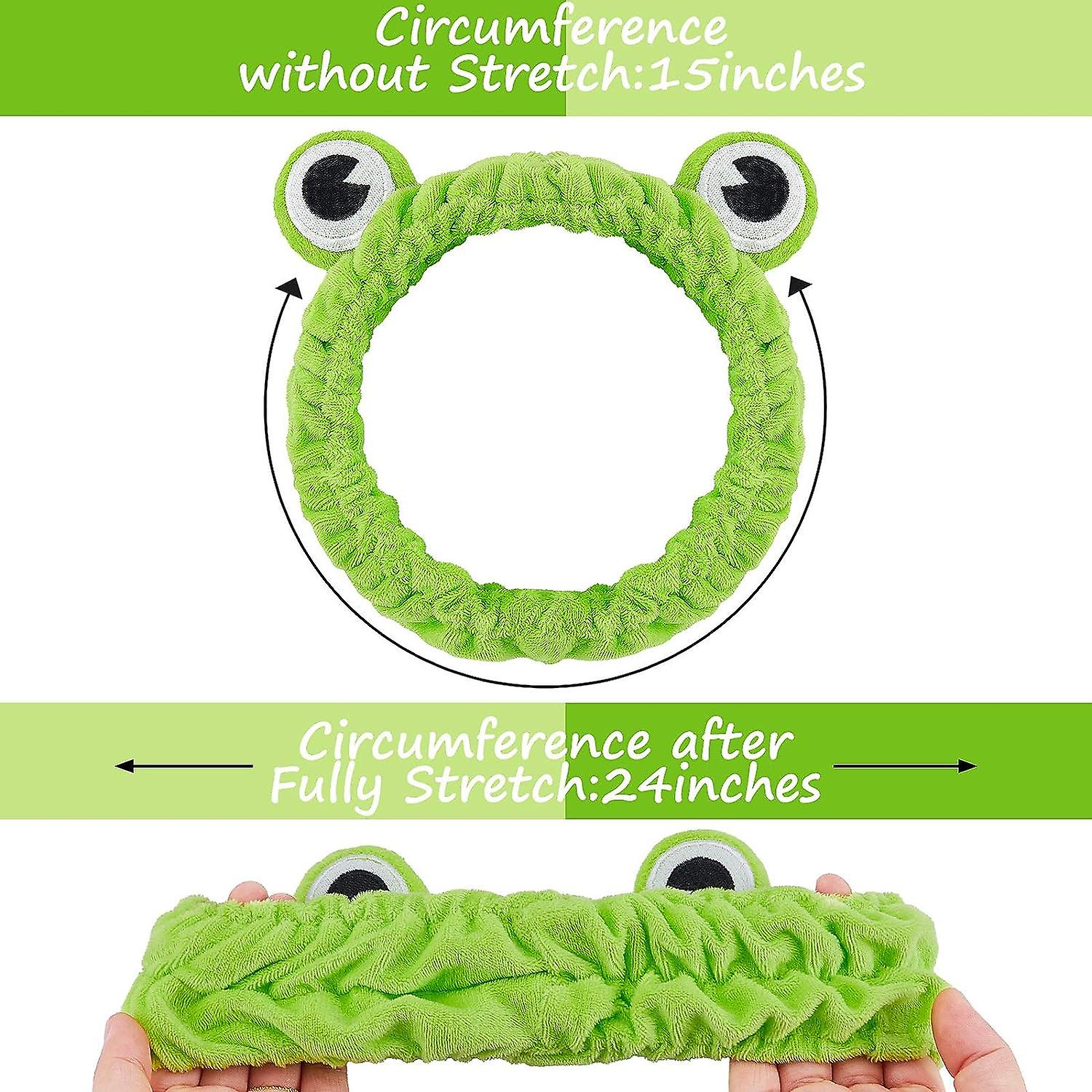 3 Pieces Frog Headband Frog Eye Elastic Headband Cute Frog Headband For Face Washing Frog Head Wrap Green Funny Hair Band Elastic Turban Shower Spa Yo