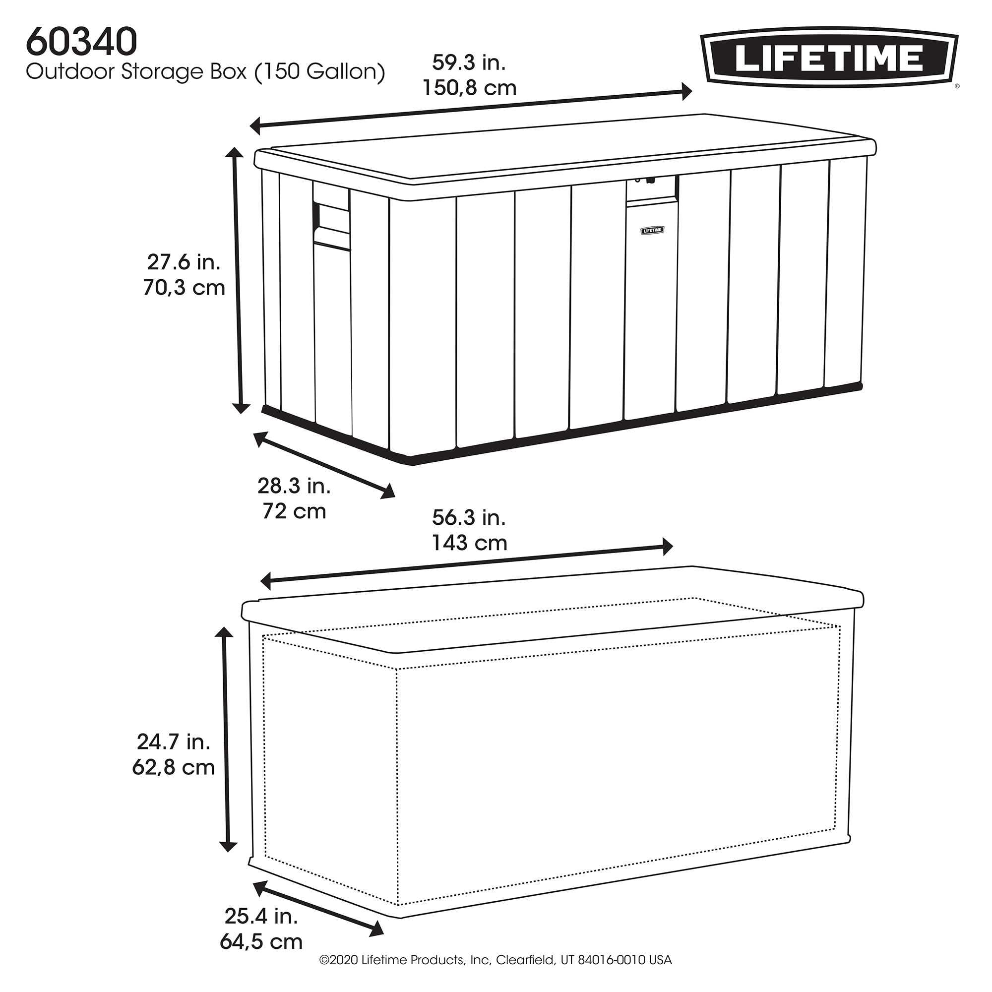 Lifetime 150 Gallon Outdoor Storage Deck Box in Storm Dust Gray