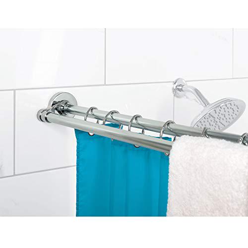 Zenna Home 36602SS Double Shower Rod， Chrome  44 x 72 in.