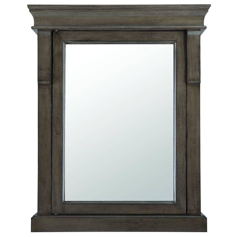 Home Decorators Collection Naples 25 in W x 31 in H x 8 in D Framed SurfaceMount Bathroom Medicine Cabinet in Distressed Grey