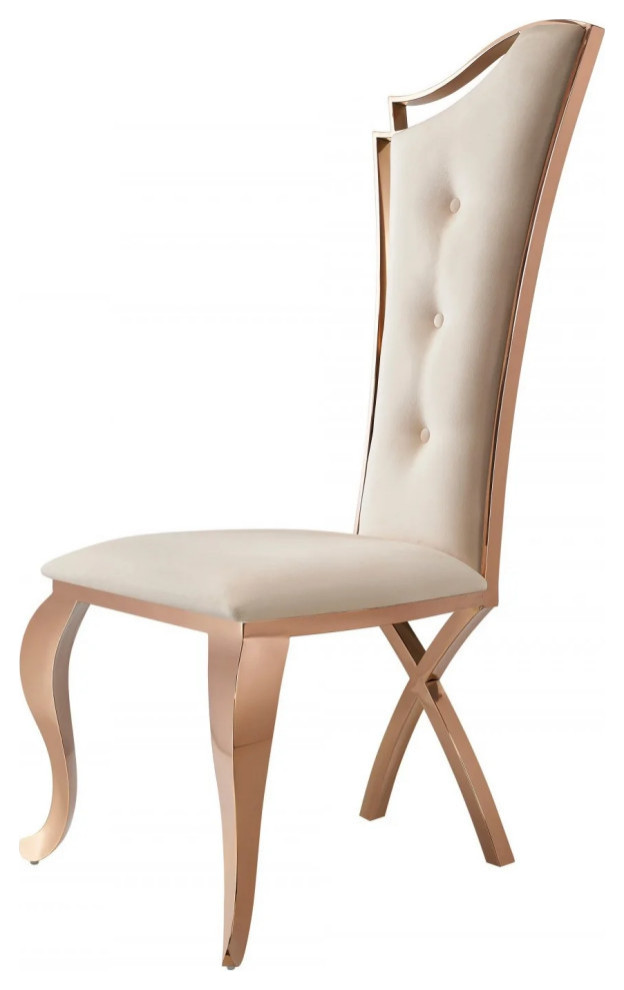 Carl Beige Velvet and Rose Gold Dining Chair  Set of 2   Contemporary   Dining Chairs   by Virgil Stanis Design  Houzz