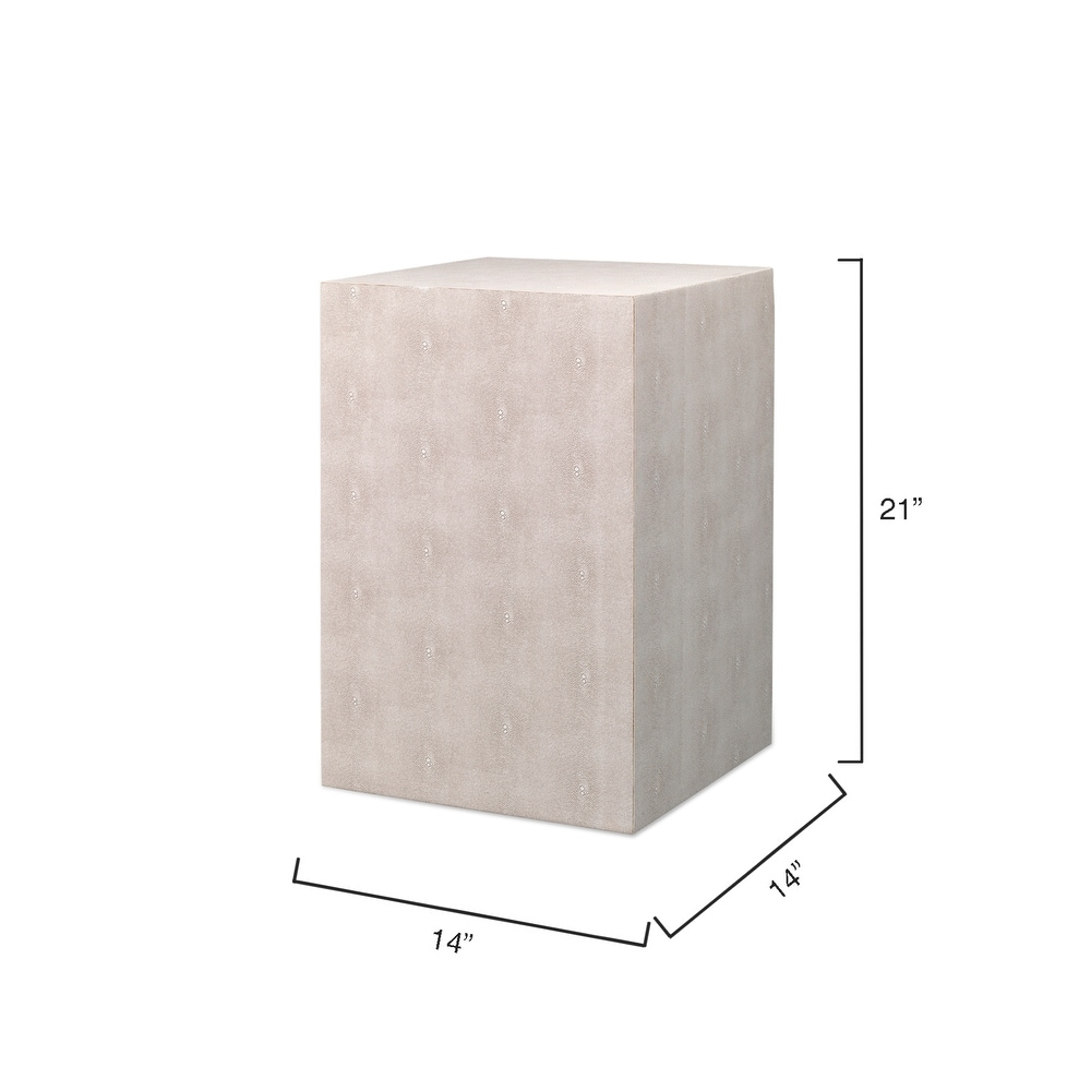 Alden Décor Esme Faux Shagreen Square Side Table  Cream