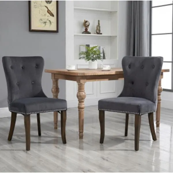 HGMart Dining Chair Tufted Armless Chair Upholstered Accent Chair,Set of 2 (Cream, Grey)