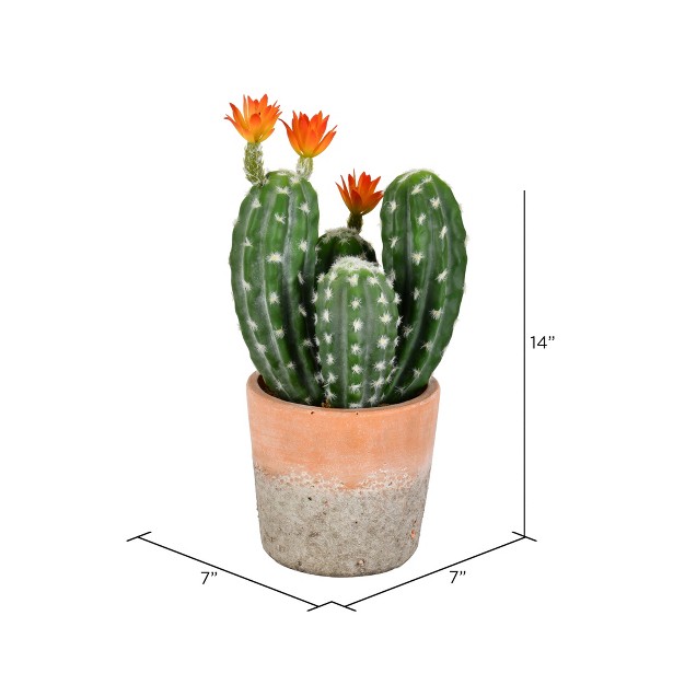 Artificial Green Cactus In Clay Pot