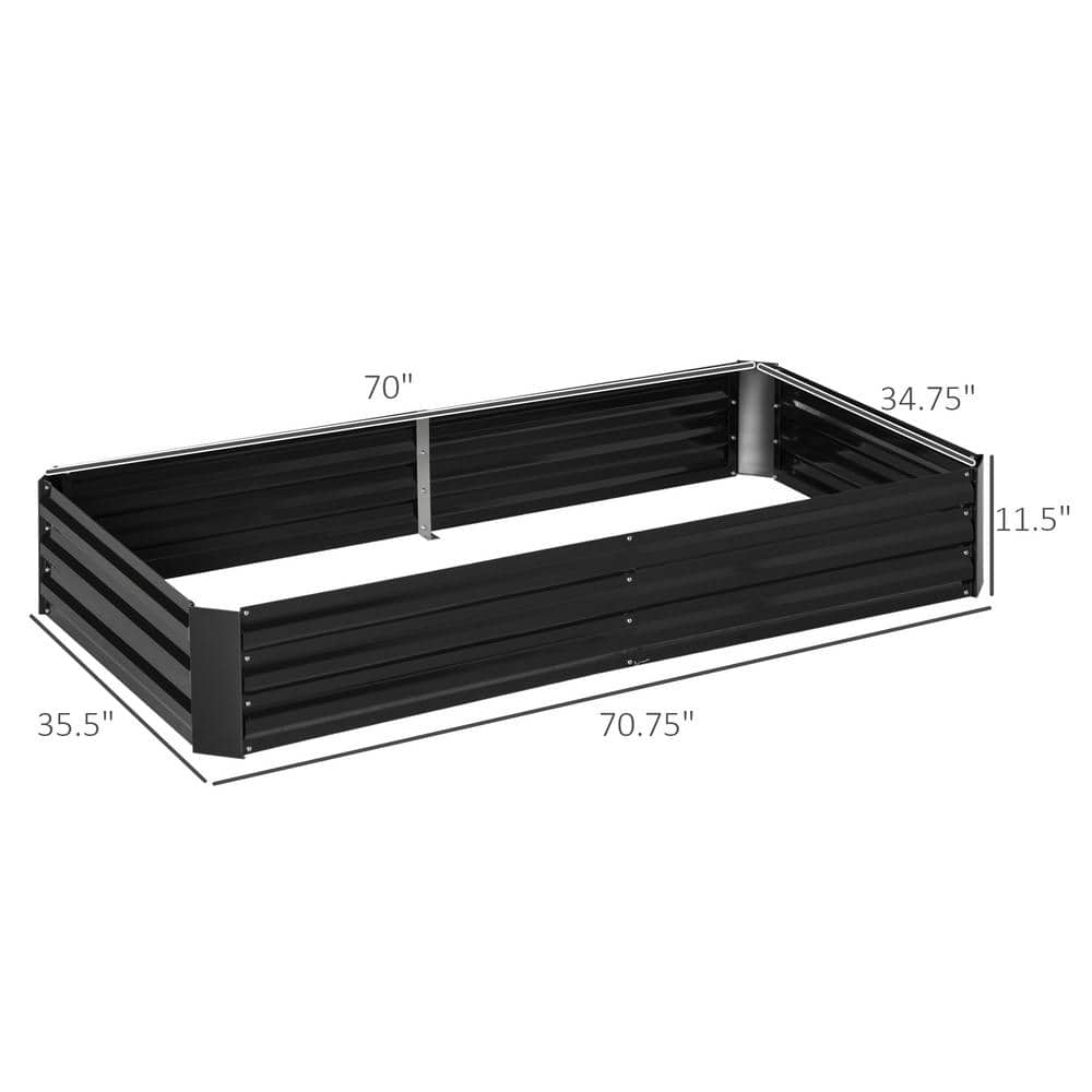 Outsunny 5.9 ft. x 3 ft. x 1 ft. Black Raised Garden Bed with 2 Customizable Trellis Tomato Cages 845-782V00BK