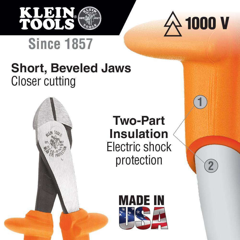 Klein Tools 8 in. Insulated High Leverage Diagonal Cutting Pliers D228-8-INS