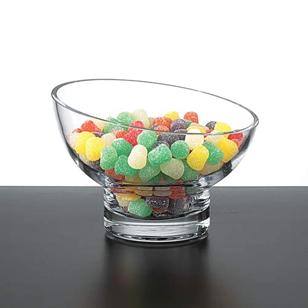 Kira Lead Free Mouth Blown Slant Cut Candy/Serving Bowl D6